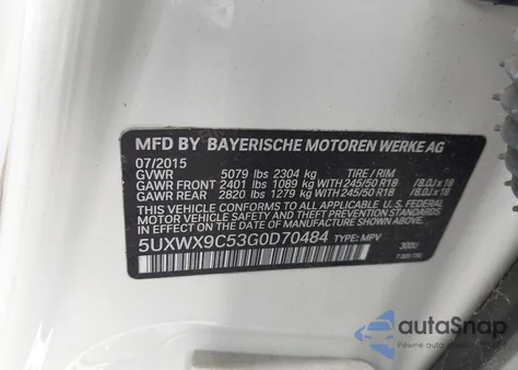 2016 BMW X3 xDrive28I from USA, damaged, VIN 5UXWX9C53G0D70484